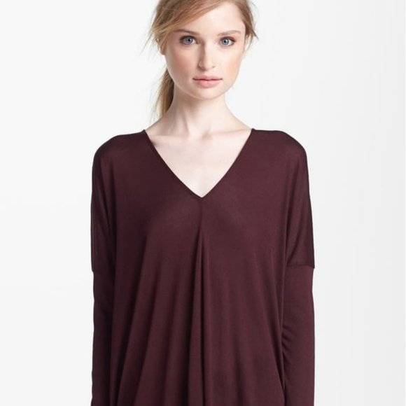 Vince Double V Neck Long Sleeve Tunic Knit Top - Picture 2 of 11